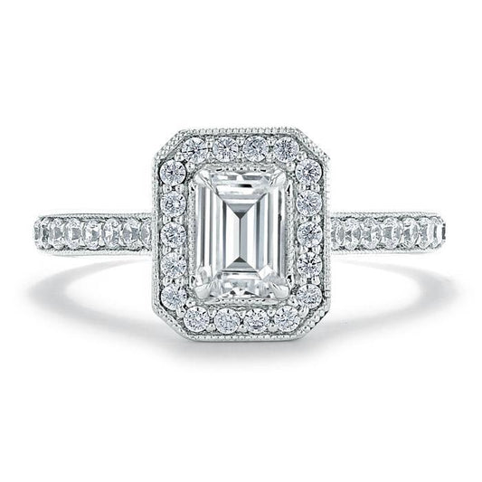 The Aurora — Emerald Lab Diamond Halo Engagement Ring V