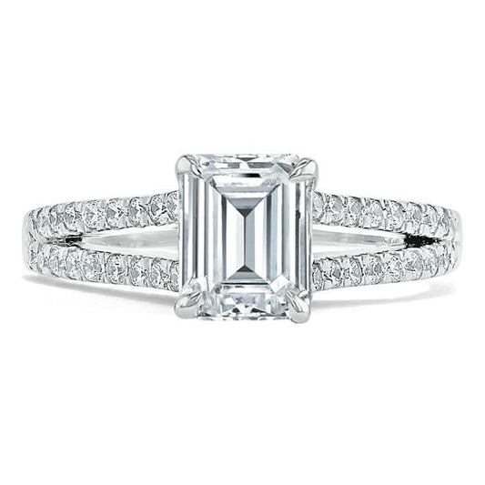 The Olivia — Emerald Lab Diamond Split-Shank Solitaire Engagement Ring III
