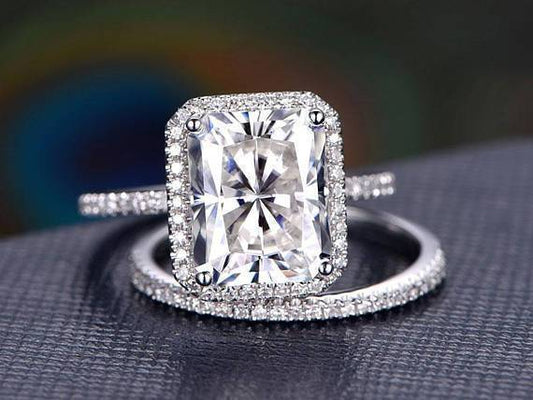 The Aurora Set — Radiant Lab Diamond Bridal Wedding Ring Set