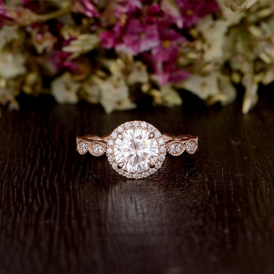 The Juliet — Round Lab Diamond Art Deco Halo Engagement Ring III