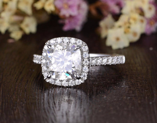 The Grace — Cushion Lab Diamond Halo Engagement Ring