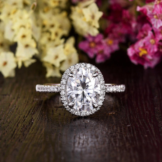 The Grace — Oval Lab Diamond Vintage Halo Engagement Ring
