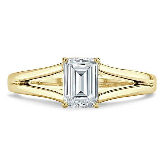 The Olivia — Emerald Lab Diamond Split-Shank Solitaire Engagement Ring II
