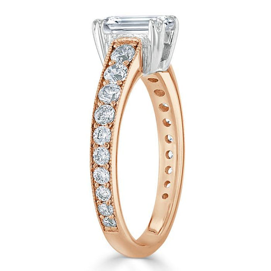 The Clara — Emerald Lab Diamond Tiffany Solitaire Engagement Ring