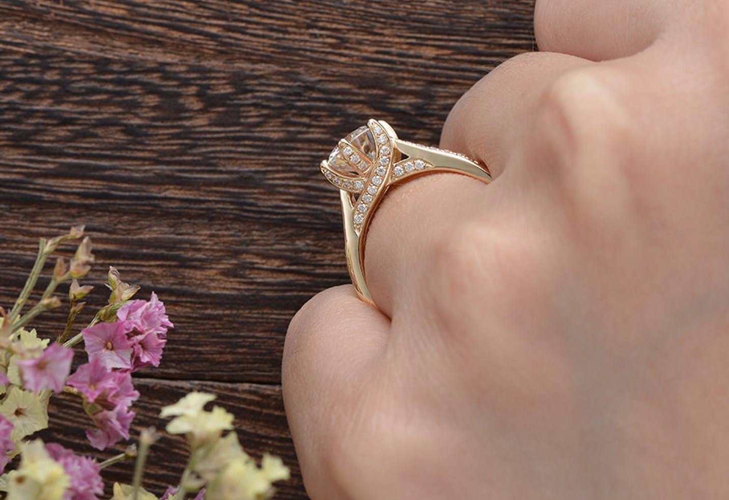 The Grace — Round Lab Diamond Vintage Engagement Ring V