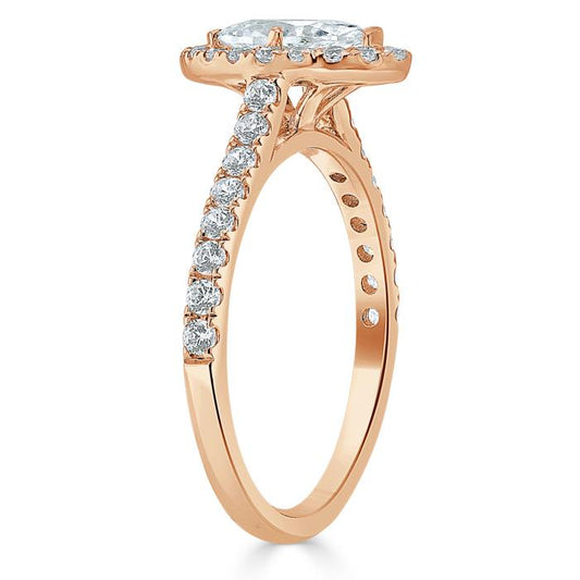 The Aurora — Marquise Lab Diamond Tiffany Halo Engagement Ring II