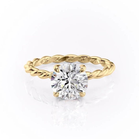 The Elise — Round Lab Diamond Twisted Band Secret Halo Engagement Ring II