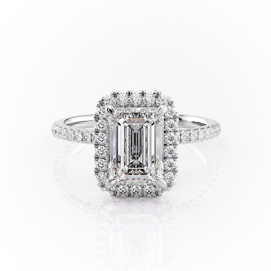 The Aurora — Emerald Lab Diamond Halo Engagement Ring II