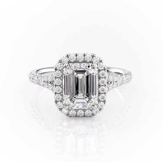 The Olivia — Emerald Lab Diamond Split-Shank Solitaire Engagement Ring