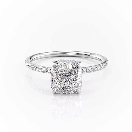 The Aurora — Cushion Lab Diamond Secret Halo Engagement Ring V