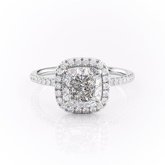 The Aurora — Cushion Lab Diamond Halo Engagement Ring