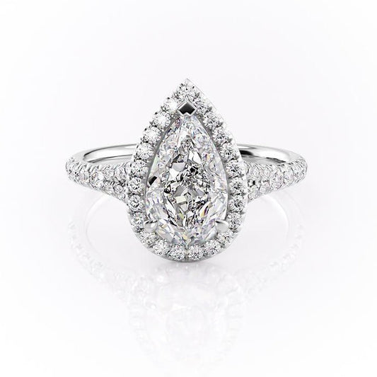 The Aurora — Pear Lab Diamond Halo Engagement Ring