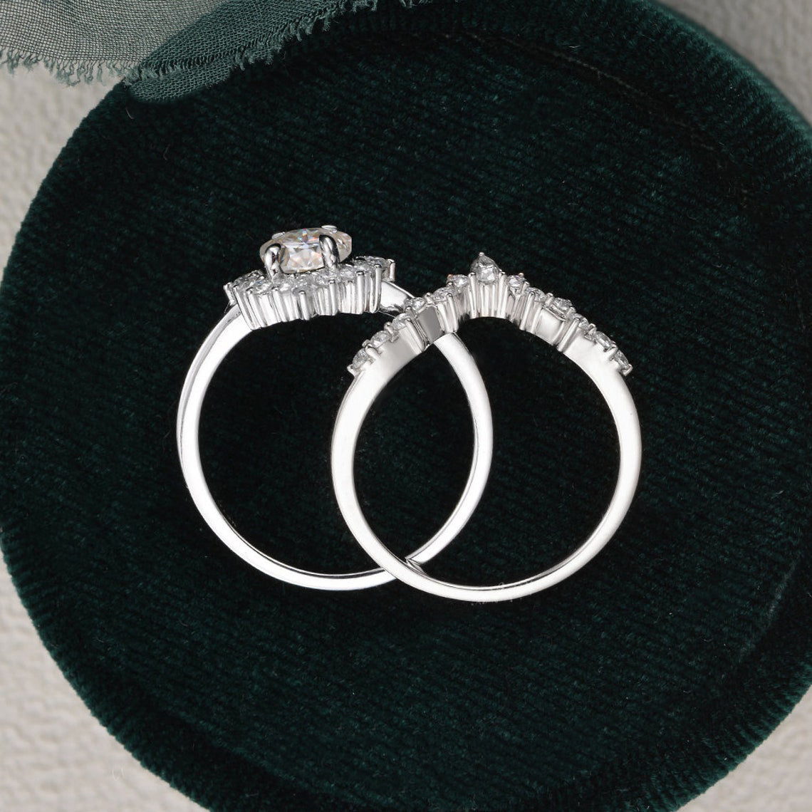 The Grace Set — Oval Lab Diamond Vintage Wedding Ring Set IV