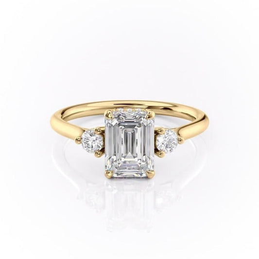 The Violet — Emerald Lab Diamond 3-Stone Engagement Ring