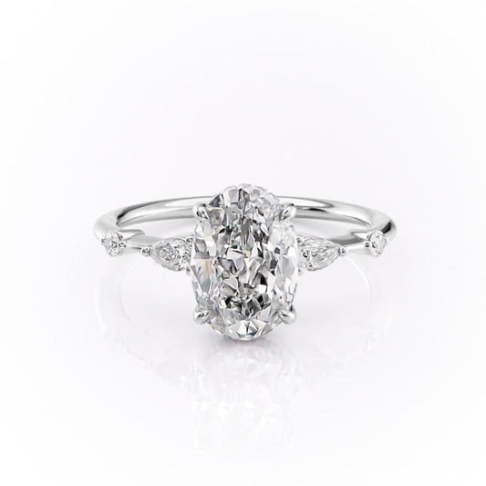 The Celeste — Oval Lab Diamond Pavé Shoulder Secret Halo Engagement Ring IV