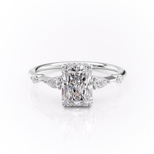 The Celeste — Radiant Lab Diamond Pavé Shoulder Secret Halo Engagement Ring IV