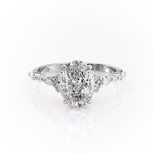 The Isla — Oval Lab Diamond Vintage Pavé Shoulder Engagement Ring