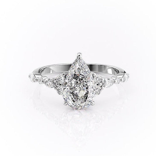 The Isla — Pear Lab Diamond Vintage Pavé Shoulder Engagement Ring