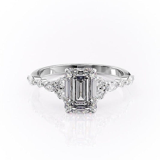 The Isla — Emerald Lab Diamond Vintage Pavé Shoulder Engagement Ring