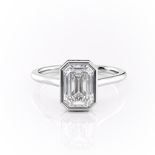 The Eva — Emerald Lab Diamond Bezel Secret Halo Engagement Ring