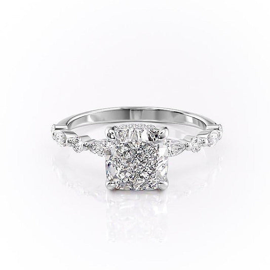 The Aurora — Cushion Lab Diamond Secret Halo Engagement Ring II