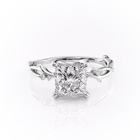 The Maeve — Princess Lab Diamond Botanical Engagement Ring