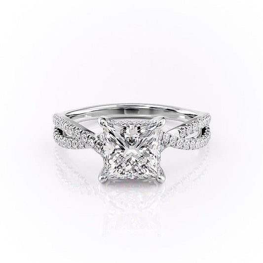 The Elise — Princess Lab Diamond Side-Stone Engagement Ring