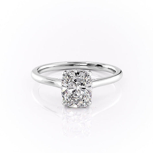 The Luna — Elongated Cushion Lab Diamond Secret Halo Ring V