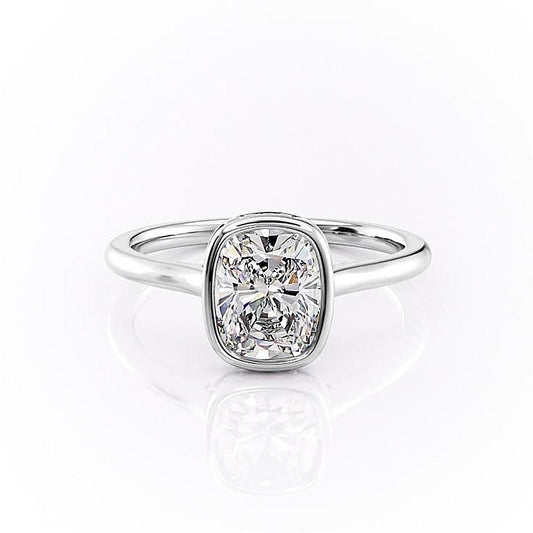 The Luna — Elongated Cushion Lab Diamond Bezel Secret Halo Ring