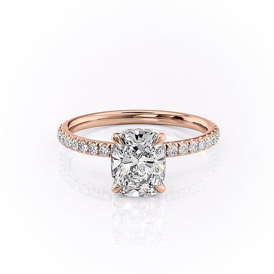 The Luna — Elongated Cushion Lab Diamond Secret Halo Ring II