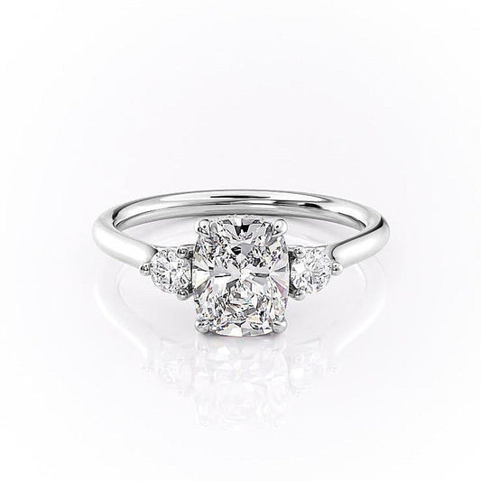 The Luna — Elongated Cushion Lab Diamond 3-Stone Ring