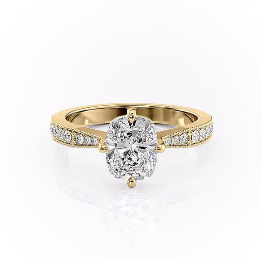 The Luna — Elongated Cushion Lab Diamond Side-Stone Ring