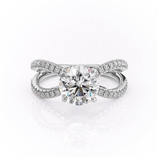 The Elise — Round Lab Diamond Criss-Cross Engagement Ring