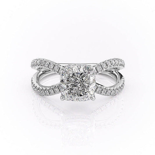 The Elise — Cushion Lab Diamond Criss-Cross Engagement Ring