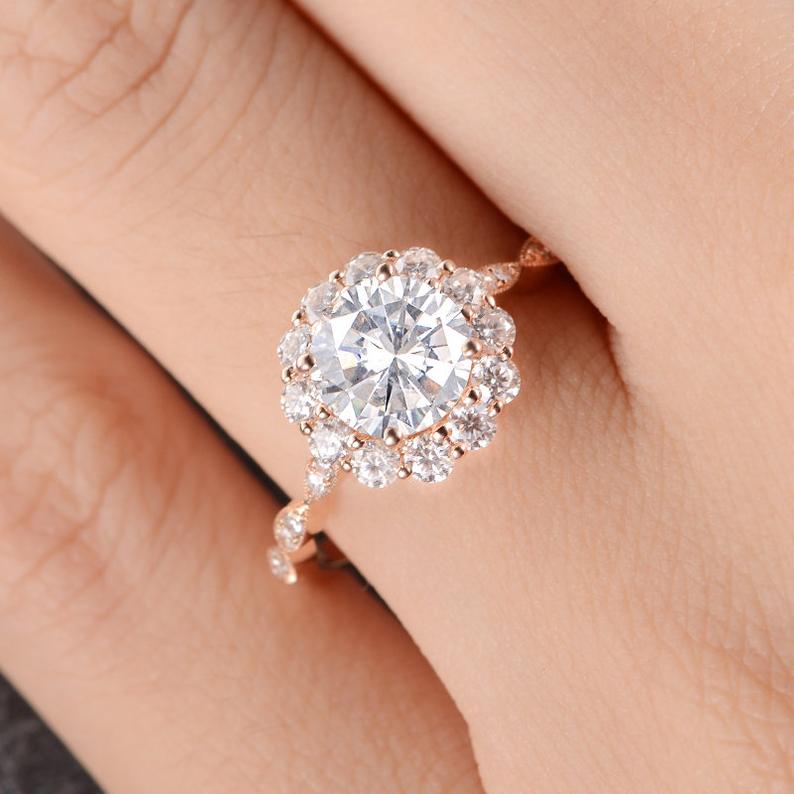 The Grace — Round Lab Diamond Vintage Halo Engagement Ring II