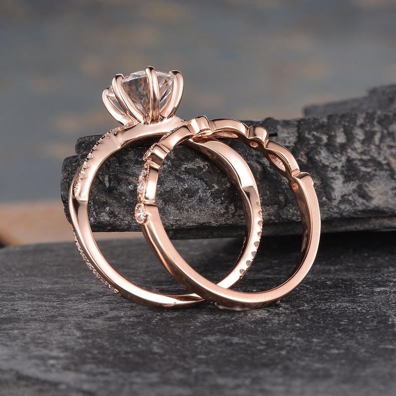 The Clara Set — Round Lab Diamond Solitaire Bridal Ring Set