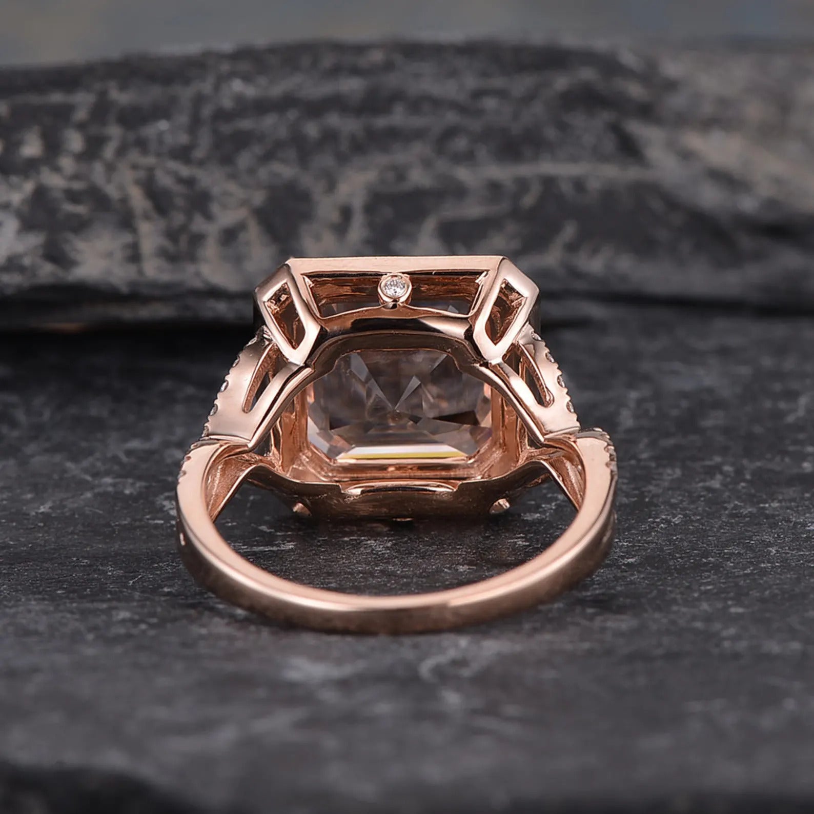 The Rose — Asscher Morganite Halo Ring