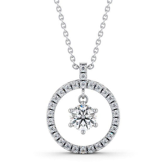 The Aria Pendant — Lab Diamond Halo Circle Necklace 1.10ct