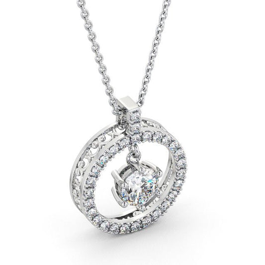 The Aria Pendant — Lab Diamond Halo Circle Necklace 1.10ct