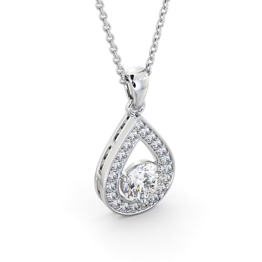 The Aurora Pendant — Lab Diamond Halo Drop Necklace 1.30ct