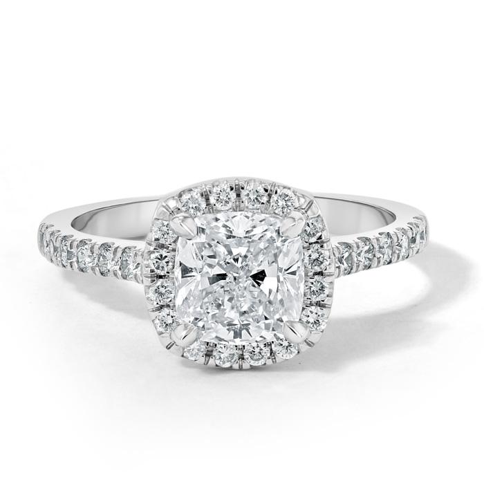 The Aurora — Cushion Lab Diamond Tiffany Halo Engagement Ring IV