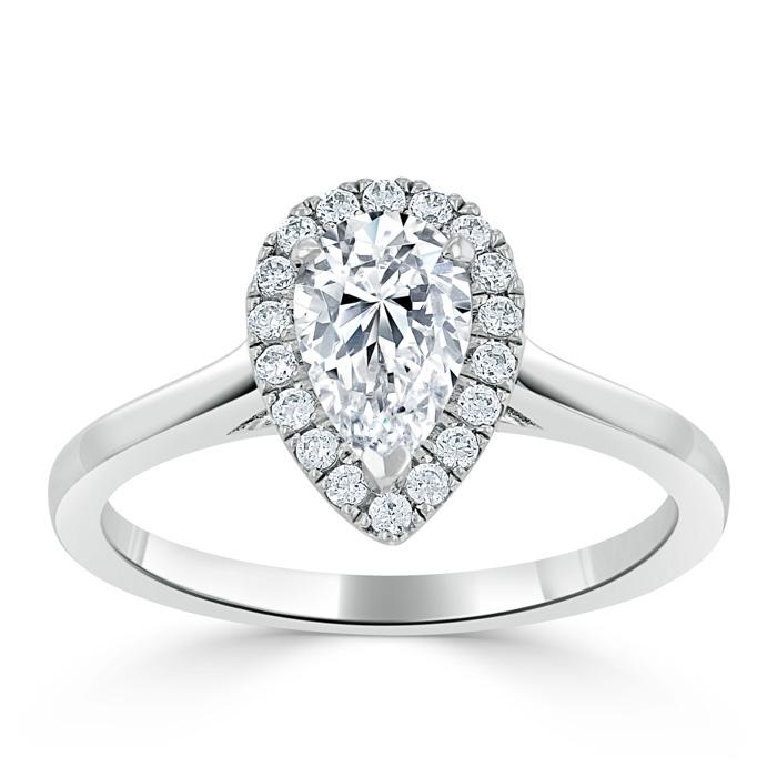 The Aurora — Pear Lab Diamond Halo Engagement Ring V