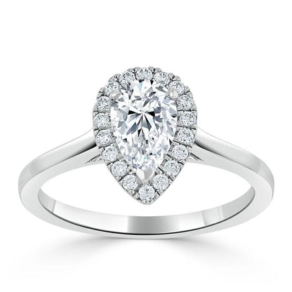 The Aurora — Pear Lab Diamond Halo Engagement Ring V