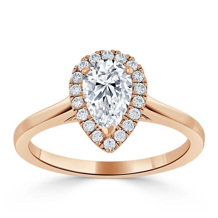 The Aurora — Pear Lab Diamond Halo Engagement Ring V
