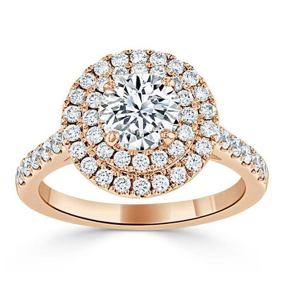 The Aurora — Round Lab Diamond Double Halo Engagement Ring