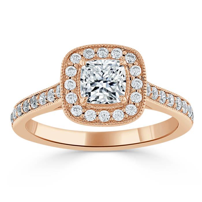 The Aurora — Cushion Lab Diamond Tiffany Halo Engagement Ring III