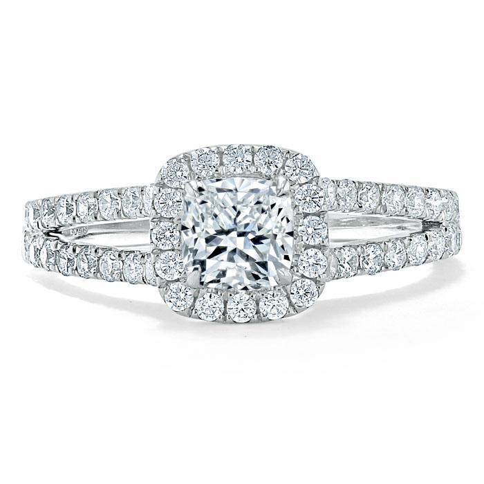 The Olivia — Cushion Lab Diamond Split-Shank Halo Engagement Ring