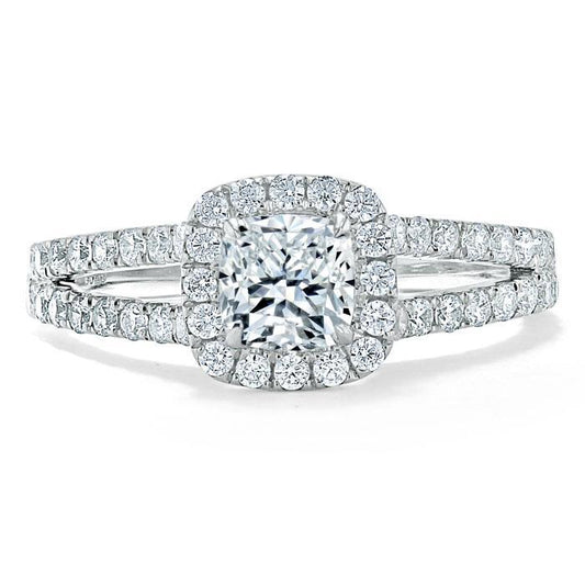 The Olivia — Cushion Lab Diamond Split-Shank Halo Engagement Ring