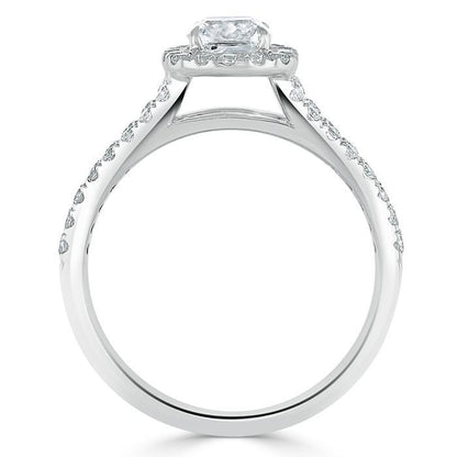 The Olivia — Cushion Lab Diamond Split-Shank Halo Engagement Ring