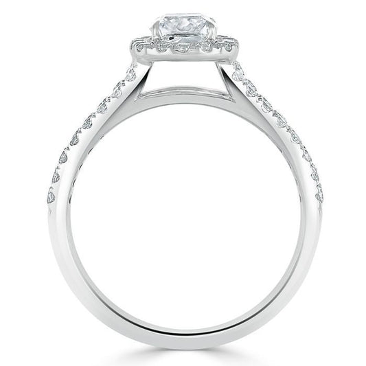 The Olivia — Cushion Lab Diamond Split-Shank Halo Engagement Ring